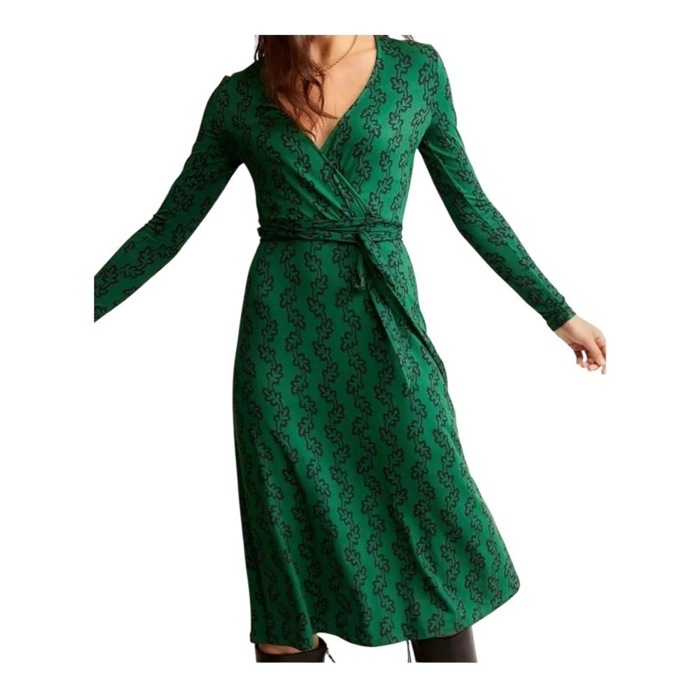 Boden Emerald Green Long Sleeve Wrap Dress
